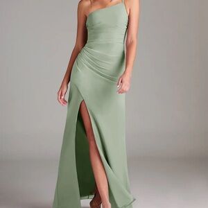 Azazie One-Shoulder Dress in Sage Green